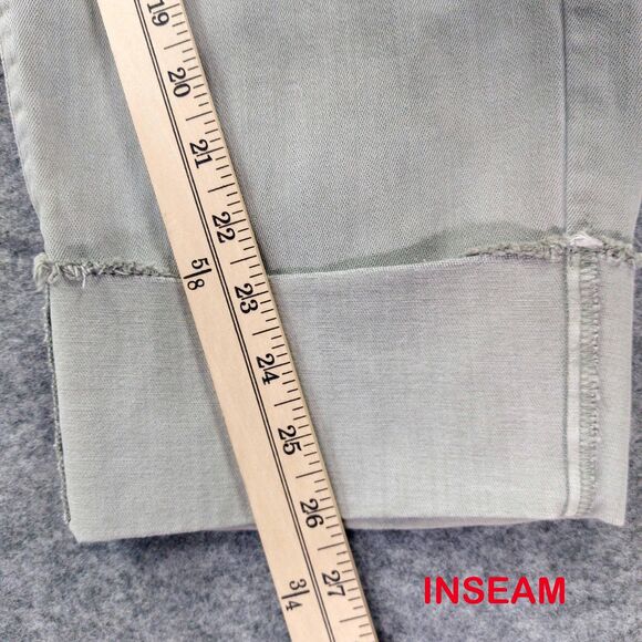 J. Jill Women’s High Rise Green Denim Crop Jeans 18 Cuffed Stretch Straight Leg - Picture 6 of 12